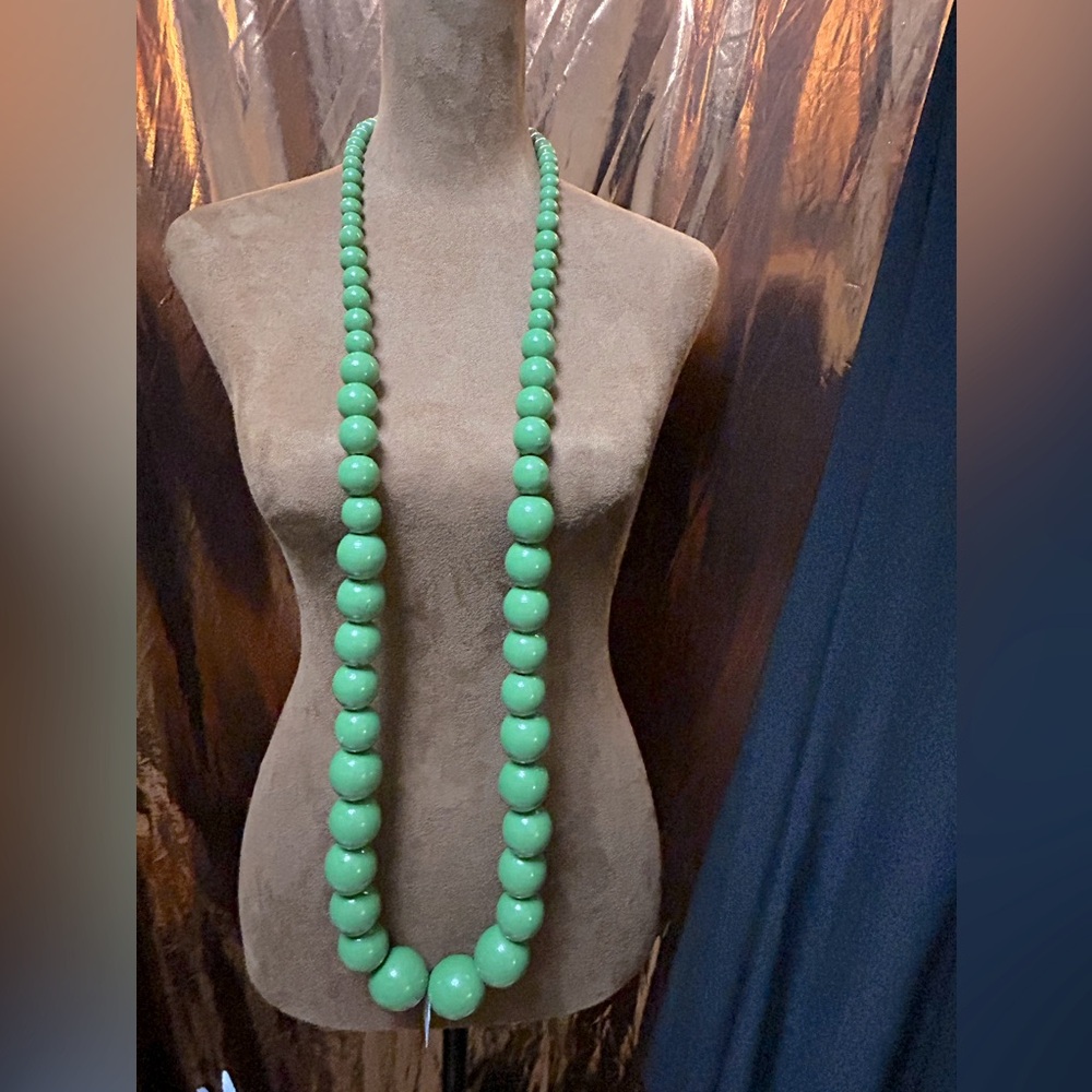 Green wooden estate piece Nathalie Costes necklace